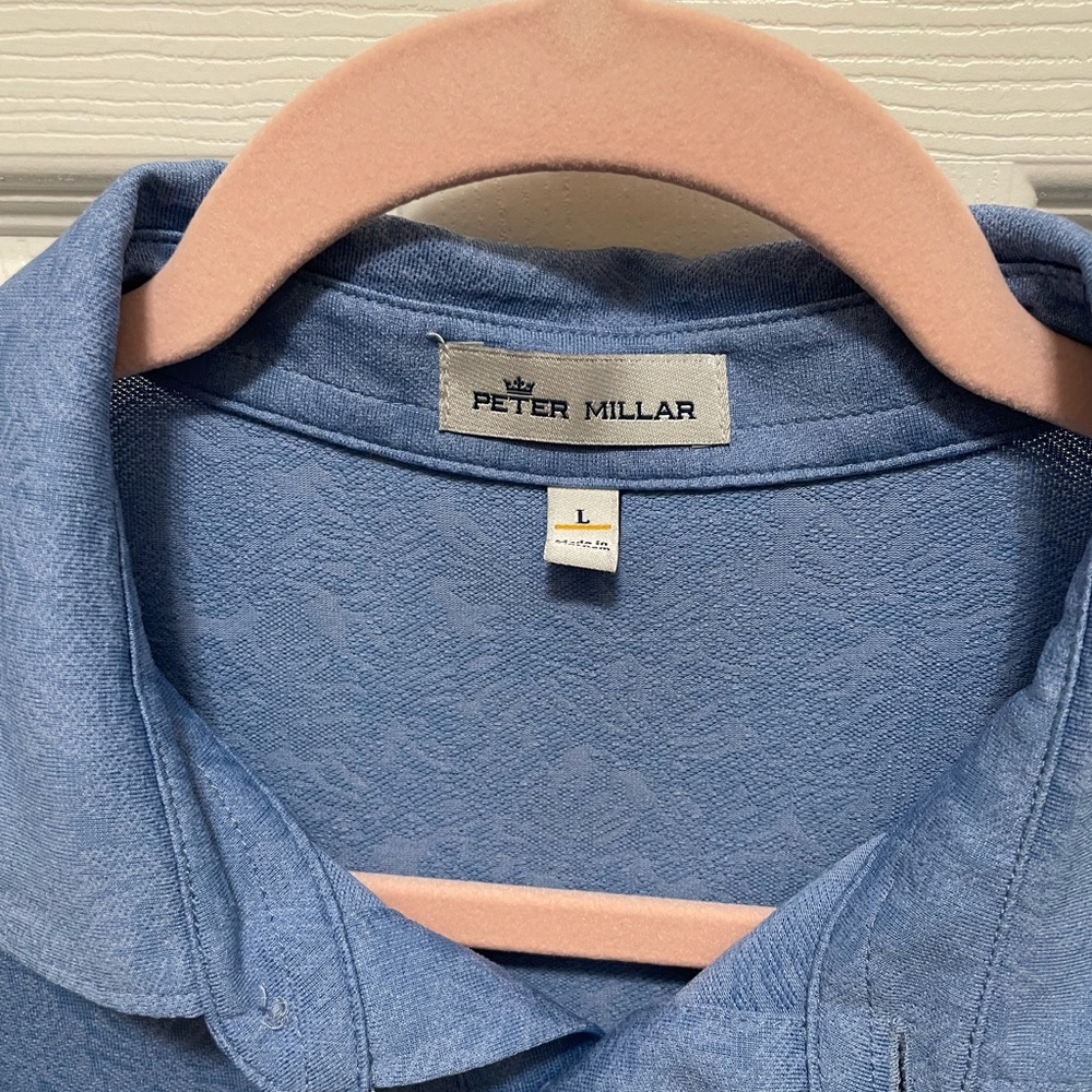 Peter Millar Men’s blue short-sleeve polo shirt, size Large